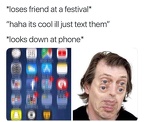 text friend at festival